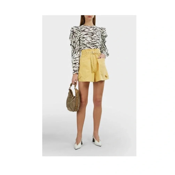 Isabel Marant Ike Belted Cotton Cargo Shorts Yellow - Picture 3 of 7